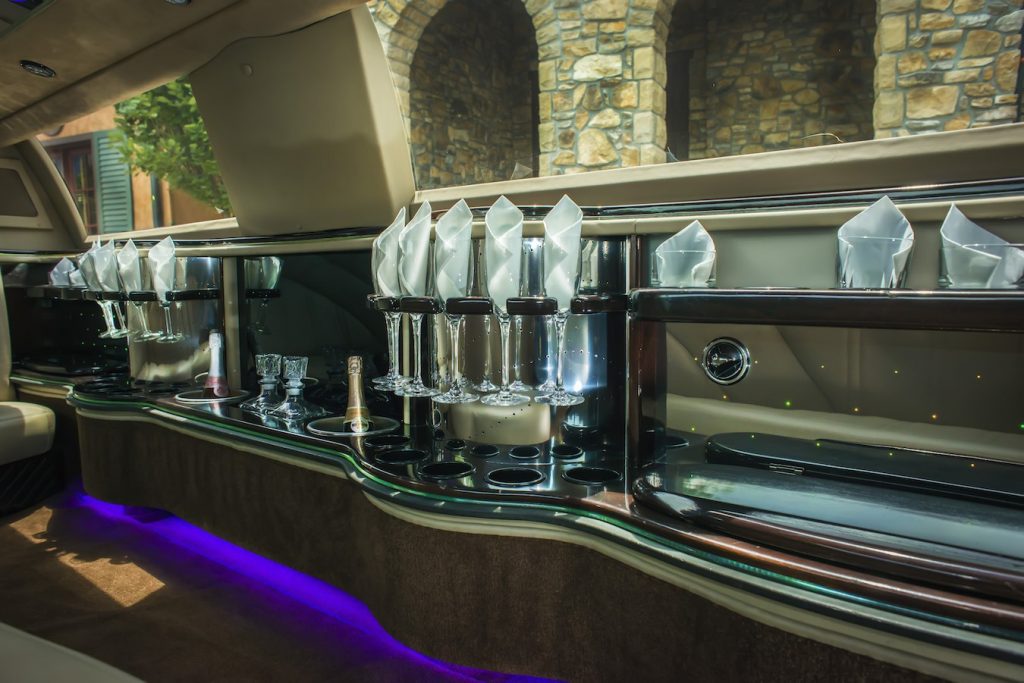Showtime Transportation White Chrysler 300 Limousine Interior