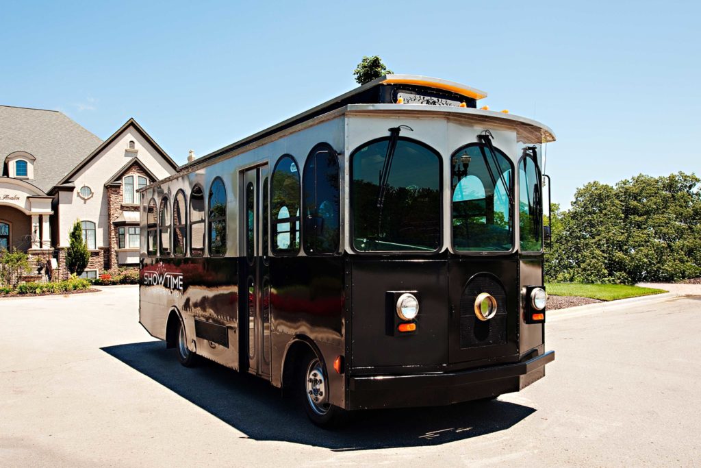 Showtime Transportation Kansas City Black and Silver Trolley