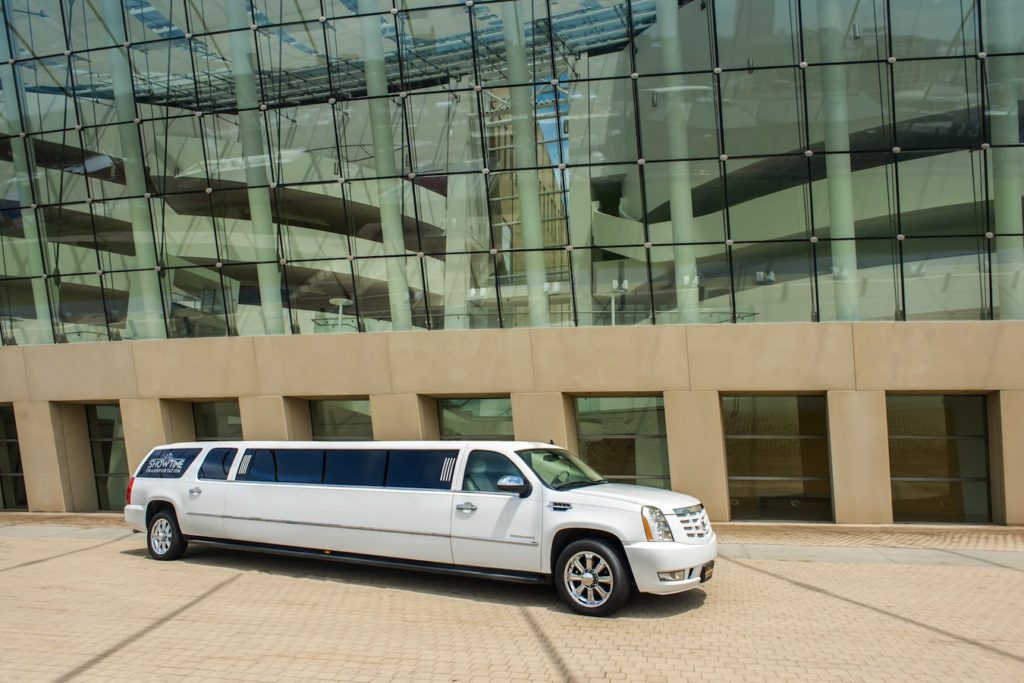 Showtime Transportation Kansas City White Escalade by Concert Hall